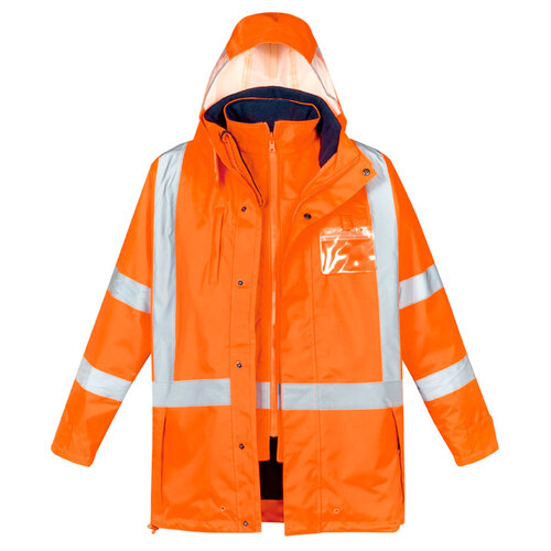 WORKWEAR, SAFETY & CORPORATE CLOTHING SPECIALISTS Mens Hi Vis X Back Taped 4 in 1 Waterproof Jacket