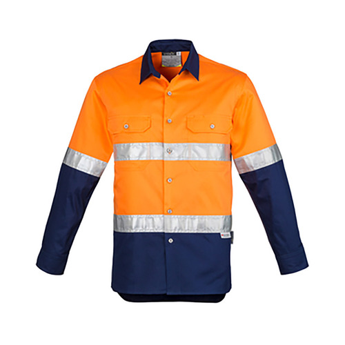 WORKWEAR, SAFETY & CORPORATE CLOTHING SPECIALISTS Mens Hi Vis Industrial L/S Shirt - Hoop Taped