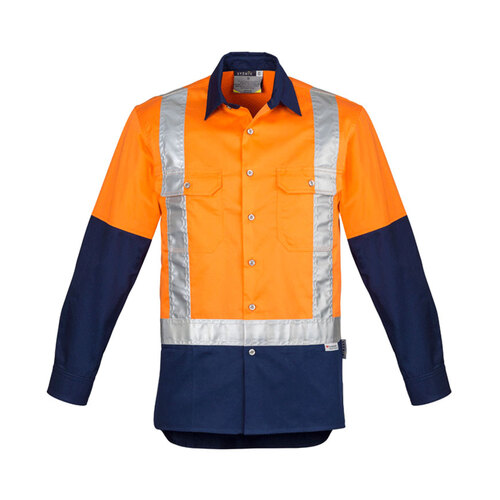WORKWEAR, SAFETY & CORPORATE CLOTHING SPECIALISTS Mens Hi Vis Spliced Industrial L/S Shirt - Shoulder Taped