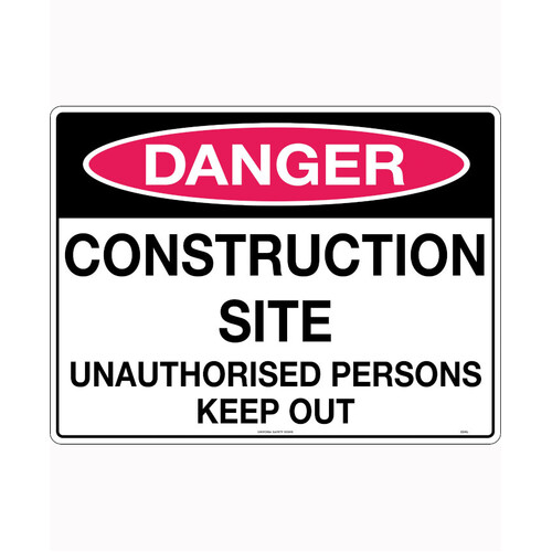 WORKWEAR, SAFETY & CORPORATE CLOTHING SPECIALISTS 600x400mm - Corflute - Danger Construction Site Unauthorised Persons Keep Out