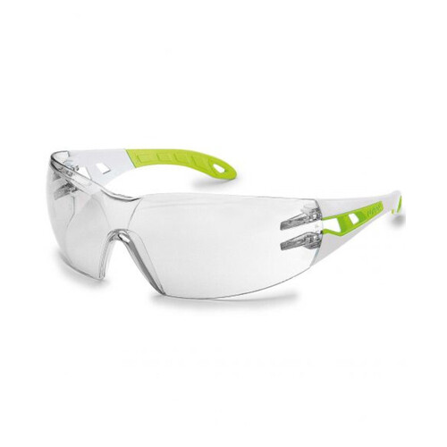 WORKWEAR, SAFETY & CORPORATE CLOTHING SPECIALISTS - uvex Pheos Small White/Lime Arms, Clear HC-AF lens