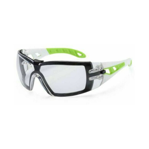 WORKWEAR, SAFETY & CORPORATE CLOTHING SPECIALISTS Pheos Small w/Foam Guard, White/Lime Arms, Clear HC-AF lens