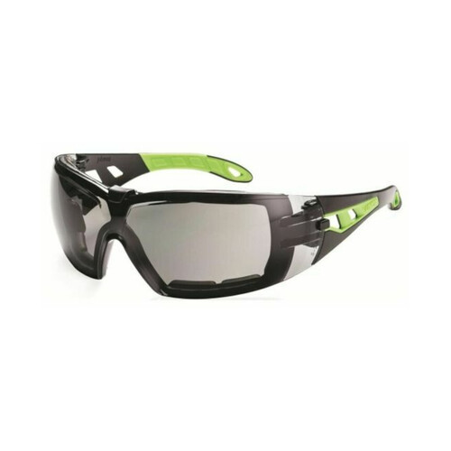 WORKWEAR, SAFETY & CORPORATE CLOTHING SPECIALISTS Pheos w/Foam Guard, Black/Green Arms, Grey 23% HC-AF lens