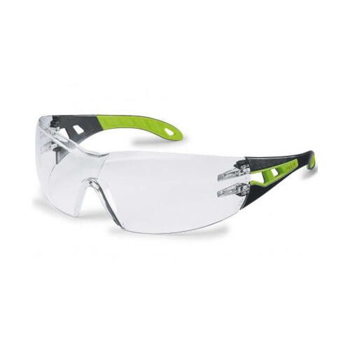 WORKWEAR, SAFETY & CORPORATE CLOTHING SPECIALISTS - uvex Pheos Black/Green Arms, Clear HC-AF lens