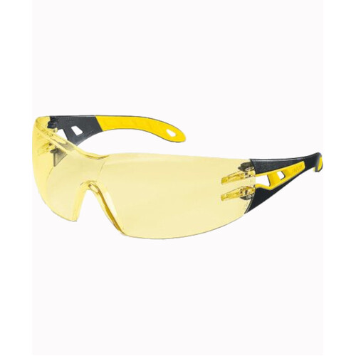 WORKWEAR, SAFETY & CORPORATE CLOTHING SPECIALISTS - uvex Pheos Black/Yellow Arms, Amber HC-AF lens